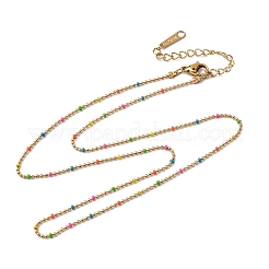 Collares de cadena de bolas de esmalte de colores de acero inoxidable 304 para mujer&nbsp;NJEW-K255-44G