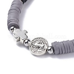 Cuentas de heishi de arcilla polimérica perlas pulseras elásticas&nbsp;BJEW-JB04447-01