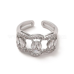Offene Manschettenringe aus Messing mit Mikropavé und Zirkonia&nbsp;RJEW-R146-16B-P