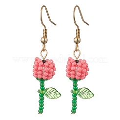 Boucles d'oreilles pendantes en forme de fleur avec perles de rocaille rondes en verre de qualité A&nbsp;EJEW-MZ00451-03