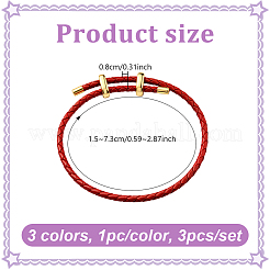 3 Stück 3 Farben Lederarmbänder aus geflochtener Kordel&nbsp;BJEW-GO0001-19