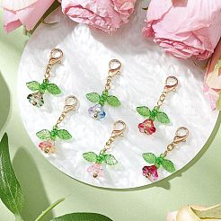 Decorazioni pendenti con perline di vetro e acrilico a forma di fiore&nbsp;HJEW-JM03045