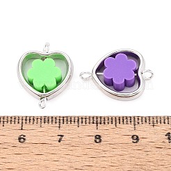 Polymerclay-Blumenperlen mit CCB-Kunststoff-Herzrahmen-Verbindern&nbsp;CLAY-T022-28M