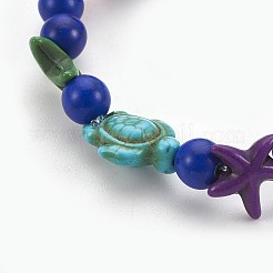 Braccialetti elasticizzati per bambini con perline turchesi sintetiche (tinte).&nbsp;BJEW-JB03889-04