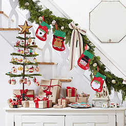 12 pièce 4 styles de décoration de sac cadeau de bas de Noël en tissu&nbsp;FIND-SP0020-60B