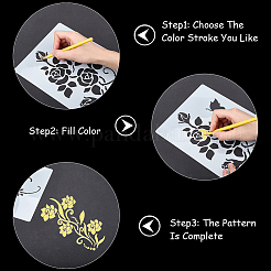 6 stücke 6 stile blume thema pet kunststoff aushöhlen zeichnung malerei schablonen vorlagen&nbsp;DIY-WH20009-46