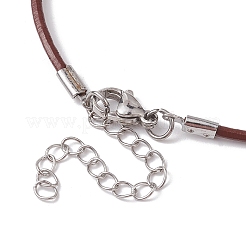 Collana con pendente a cuore avventurina verde naturale con cordoncini in pelle di vacchetta&nbsp;NJEW-JN04598-03
