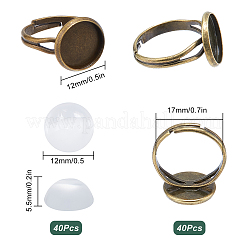 Kit de fabrication de bagues réglables demi-rondes à faire soi-même&nbsp;DIY-SC0019-86