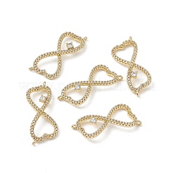 Breloques de connecteur en laiton micro pavé de zircone cubique transparente&nbsp;KK-E068-VB392