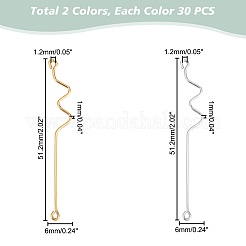 60 paio di perni per occhi a doppia faccia per orecchini in ottone di 2 colori&nbsp;FIND-PH0005-04