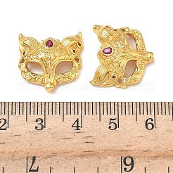 Ciondoli connettore a forma di maschera di volpe in ottone micro pavé con zirconi cubici rosa shocking&nbsp;X-KK-H526-11G-01