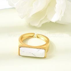 Manchette ouverte en laiton et howlite naturelle pour femmes&nbsp;GG-CBA0B5A-04G-04