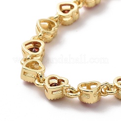 Emaille-Evil-Eye- und Zirkonia-Herz-Gliederkettenarmband&nbsp;BJEW-H555-01D