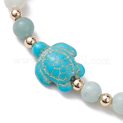 Braccialetti di perline intrecciate con perline rotonde di amazzonite di fiori naturali&nbsp;BJEW-JB10692-04