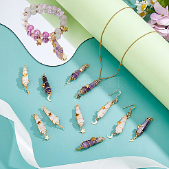 12 Stück 6 Stile natürlicher Amethyst & Rosenquarz spitzer Kupferdraht umwickelt facettierte Kugel große Anhänger&nbsp;PALLOY-FH00151
