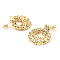 Pendientes colgantes de circonita cúbica transparente con micropavé de latón chapado en estante&nbsp;EJEW-M223-16G