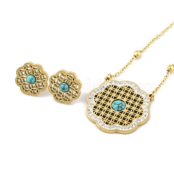 Ensembles de boucles d'oreilles et de colliers pendentifs en turquoise synthétique&nbsp;SJEW-M100-02B-G