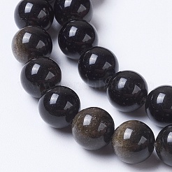 Natürliche goldenen Glanz Obsidian Perlen Stränge&nbsp;G-K268-01-8mm