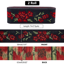 7 m flaches Polyester-Jacquard-Blumenband im Ethno-Stil&nbsp;OCOR-WH0082-132