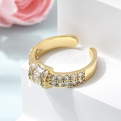 Anelli aperti con polsino in ottone micro pavé di zirconi cubici per donna&nbsp;RJEW-L343-04G-04