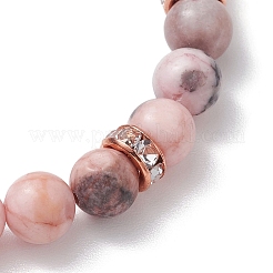 3 Uds. 3 colores 8.5mm pulseras elásticas redondas de jaspe de cebra Rosa natural con cuentas&nbsp;BJEW-JB10256