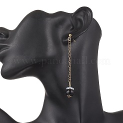 Orecchini a bottone con nappe rotonde in perle simil-vetro&nbsp;EJEW-JE06453-01