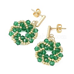 Fleur perles de verre Pendants d'oreilles&nbsp;EJEW-MZ00776-01