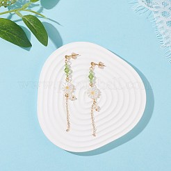Perle di conchiglia naturale di girasole con lunghi orecchini pendenti con nappa per lei&nbsp;X1-EJEW-TA00020