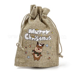 Weihnachtsbedruckte Sackleinen-Verpackungsbeutel mit Kordelzug&nbsp;ABAG-Q053-02A-05