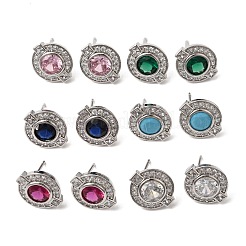 Boucles d'oreilles en laiton avec zircone cubique de micro pave&nbsp;EJEW-G471-05P