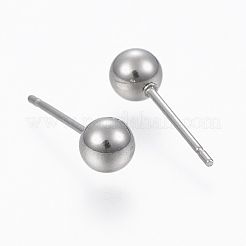 Anlaufgeschützte Ohrstecker aus 201er Edelstahl mit Kugeln&nbsp;STAS-H413-02P-B