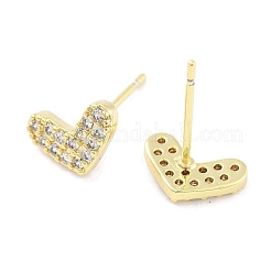 Boucle d'oreille en laiton avec micro pavé de zircone cubique transparente pour femmes&nbsp;EJEW-S217-A11