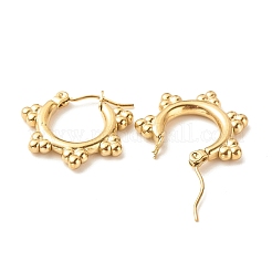 Orecchini a cerchio con fiore in acciaio inossidabile 304 placcati ioni (ip) per donna&nbsp;X-EJEW-K242-05G