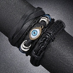3 pièces 3 styles réglables tressés en simili cuir cordon ensembles de bracelets&nbsp;BJEW-F458-02