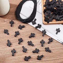 Kit de fabrication de collier pendentif croix à faire soi-même&nbsp;WOOD-NB0002-08