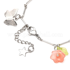 3 Stück 3 Farben sprühlackierte Glasperlen & 201 Edelstahl-Charm-Armbänder&nbsp;BJEW-JB12419