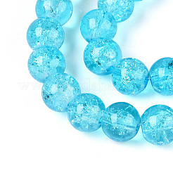 Brins de perles de verre transparentes craquelées peintes à la bombe&nbsp;CCG-Q001-8mm-06-A