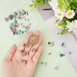 34 pièce de 17 styles de boucles d'oreilles à tige en acier inoxydable 304 avec placage ionique (IP)&nbsp;STAS-AR0001-61