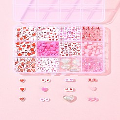 385 Stück undurchsichtige/transparente Acrylperlen mit Valentinstagsmotiv.&nbsp;MACR-FS0001-93