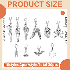 20 pz 10 stili decorazioni pendenti in lega di stile tibetano&nbsp;HJEW-WR00026