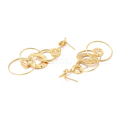 Anelli intrecciati in ottone pendenti orecchini a bottone per donna&nbsp;EJEW-F281-09G