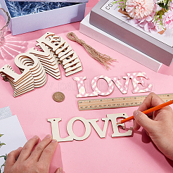 10 Stück DIY Muttertag unfertige Holzanhänger mit dem Wort „Liebe“&nbsp;DIY-SP0006-79