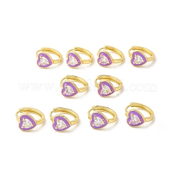 Orecchini a cerchio a cuore smaltato con zirconi chiari&nbsp;EJEW-E270-03G-02
