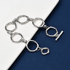 Bracelets à maillons hexagonaux en laiton pour femmes et hommes&nbsp;BJEW-G740-05P