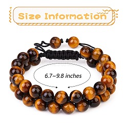 Natürliches geflochtenes Tigerauge-Perlenarmband&nbsp;BJEW-SW00001-11