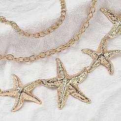 Metallgürtel mit Seestern-Kette für Damen&nbsp;NJEW-B120-02
