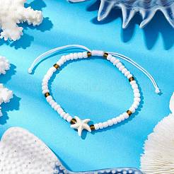Braccialetti di perline intrecciate in turchese sintetico e semi di vetro&nbsp;BJEW-JB11157-02