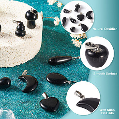 8 Stück 8 Stile natürliche Obsidian-Anhänger&nbsp;G-TA0002-29