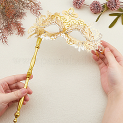 Maskenballmasken aus Kunststoff mit Strassen und Haltestab aus Legierung&nbsp;AJEW-WH0270-891B
