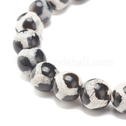 Bracciale elasticizzato in agata dzi naturale con testa di buddha&nbsp;BJEW-JB07705